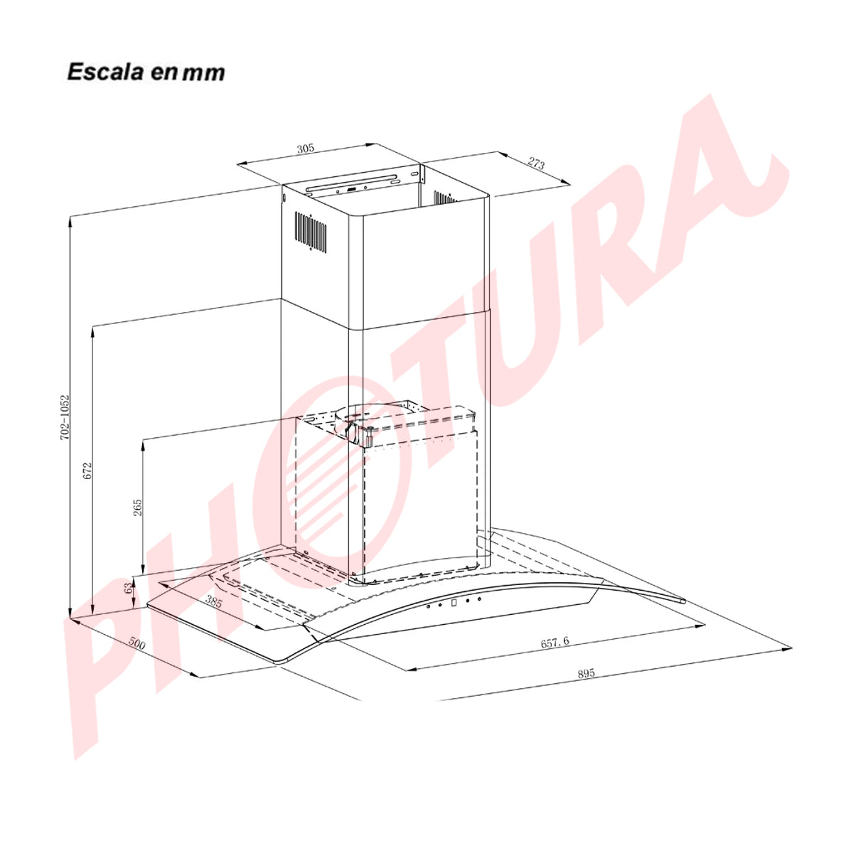 Drija Prisma Touch 90 Extractor de Grasa | Tipo Chimenea | 3 Velocidades | Panel Táctil | 2 Filtros de Carbón | 2 Filtros de Acero | 500m3/H