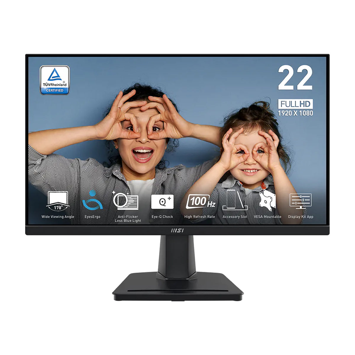MSI Monitor VA Full HD de 22" | Anti-Flicker | Eye-Q Check | Adaptive-Sync | 100Hz | 1ms