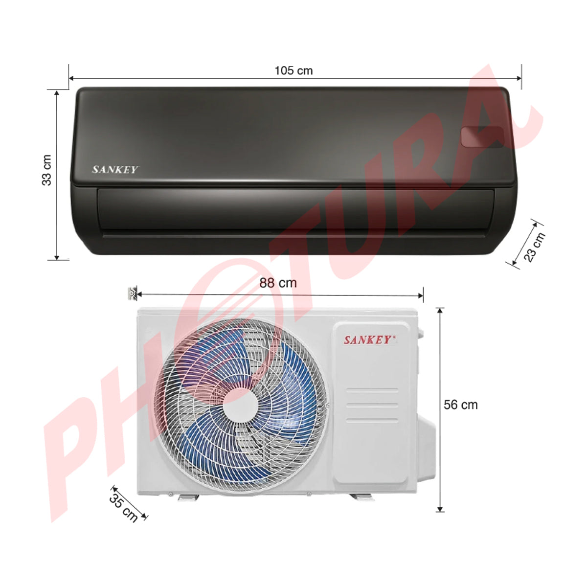 Sankey Aire Acondicionado Split Inverter Serie G+ 22,000 BTU | SEER 20 | WiFi | Alta Eficiencia | Protección de Voltaje | Rápido Enfriamiento | Modo ECO+ | 220v | Negro