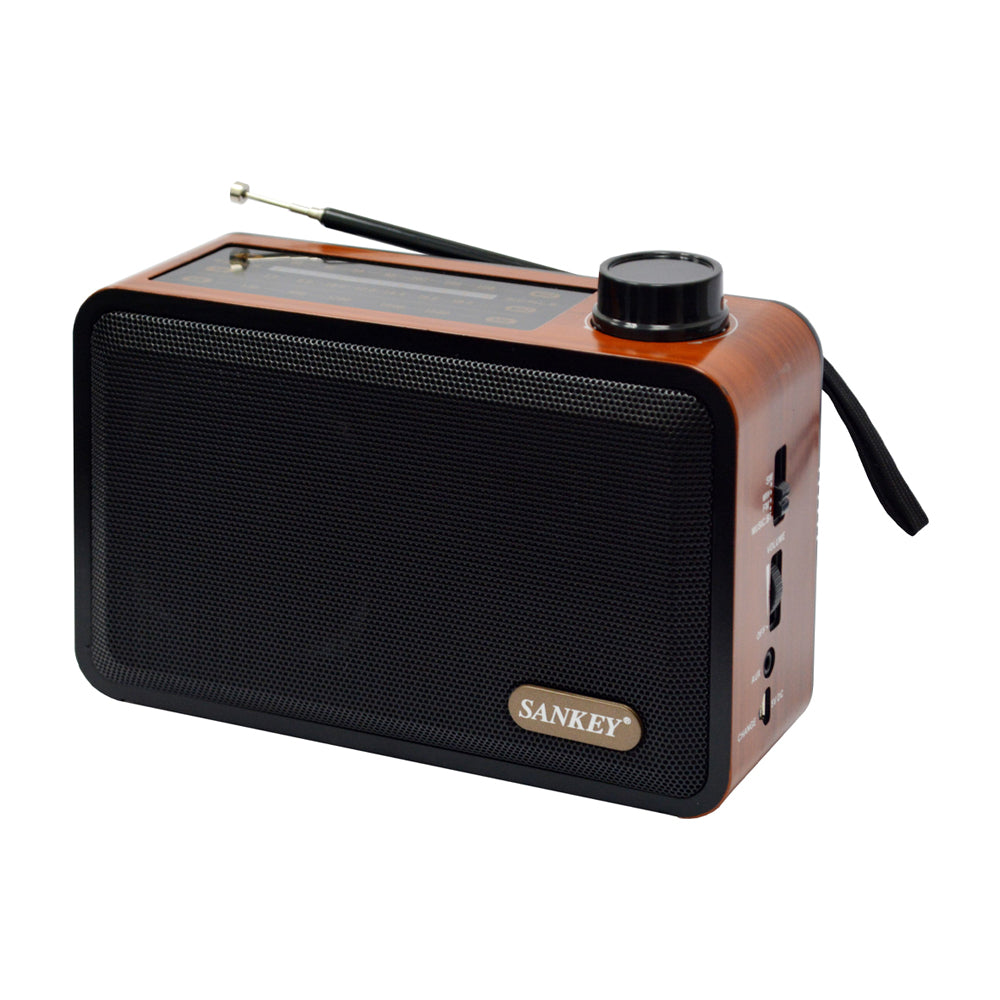 Sankey Radio Portátil | Sintonización FM | Correa Portable | Bluetooth | Chocolate