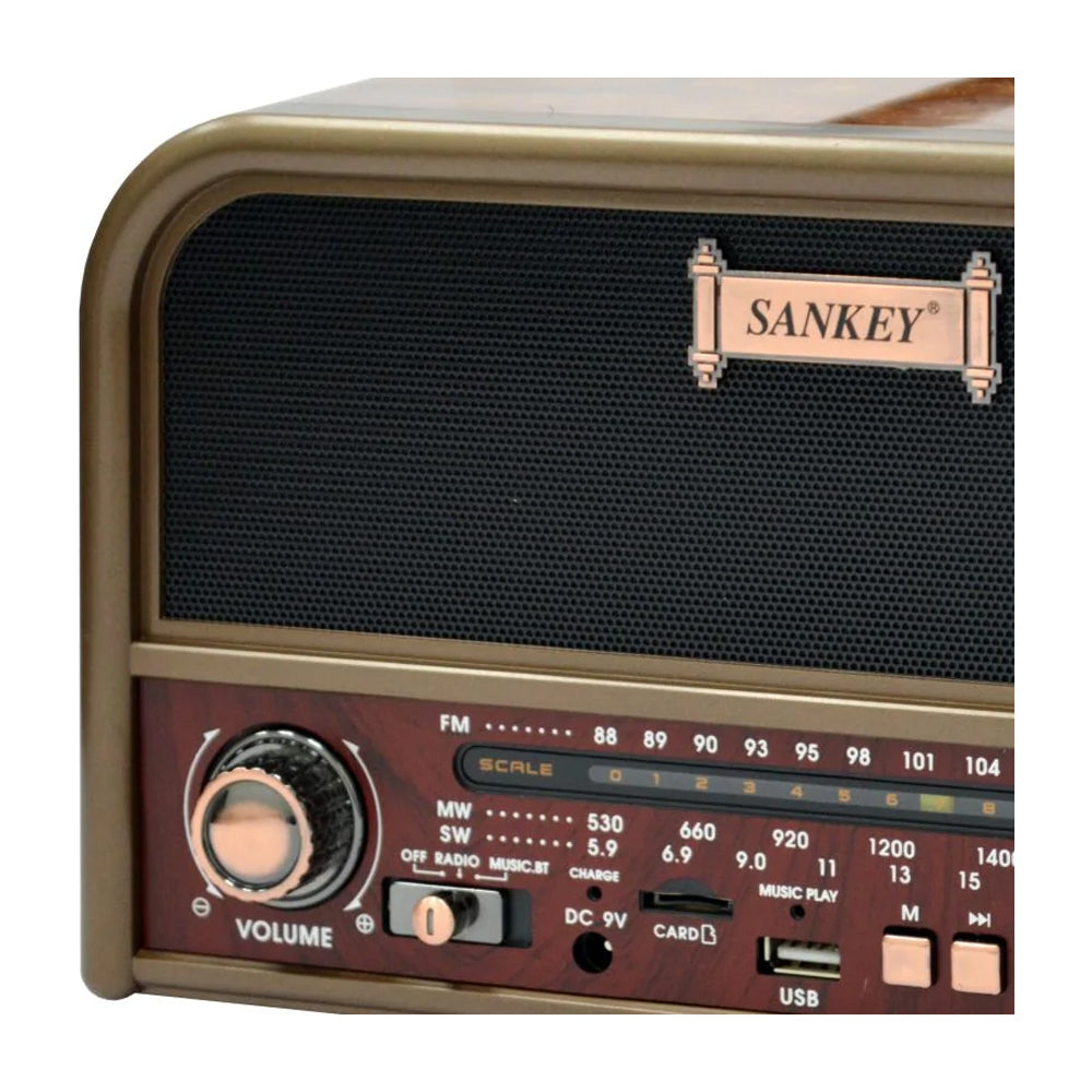 Sankey Radio Portátil | Sintonización FM | Bluetooth | Marrón