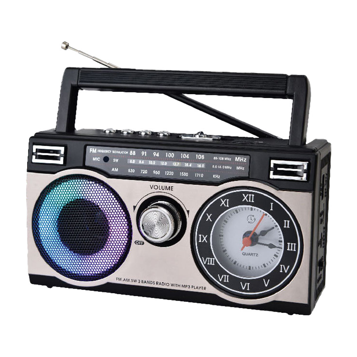 Sankey Radio Portátil | Sintonización FM | Asa Portable | Bluetooth | Negro