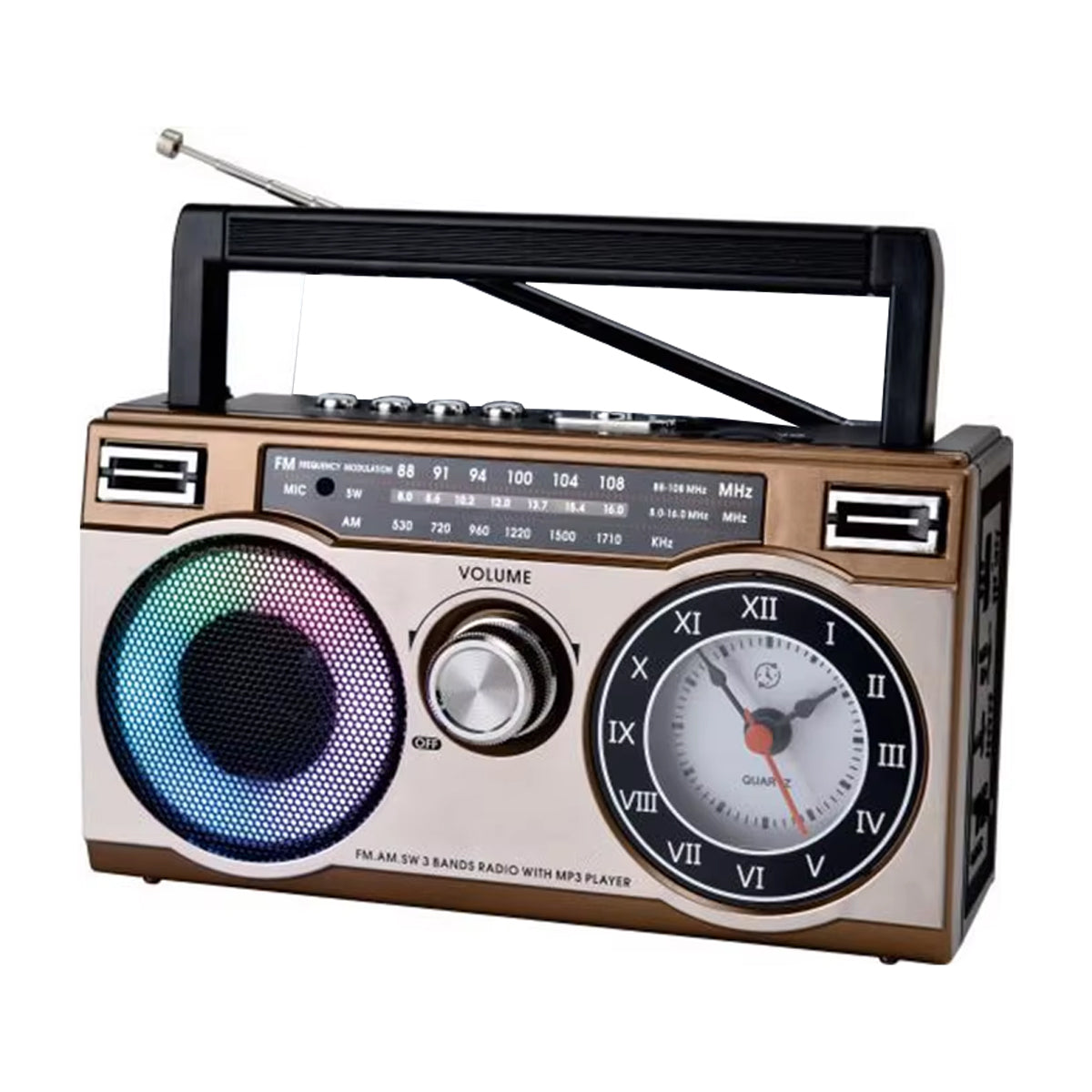 Sankey Radio Portátil | Sintonización FM | Asa Portable | Bluetooth | Chocolate