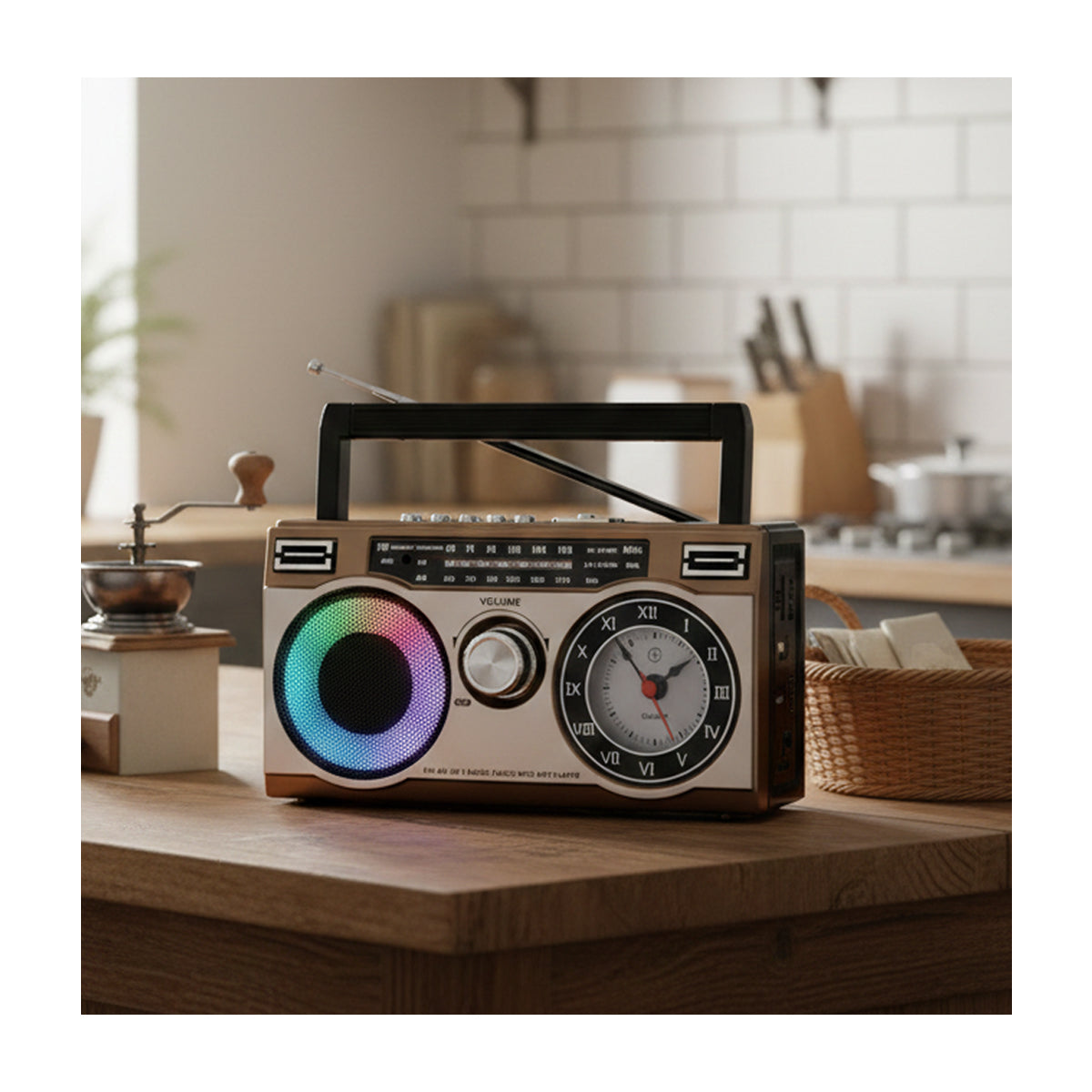 Sankey Radio Portátil | Sintonización FM | Asa Portable | Bluetooth | Chocolate