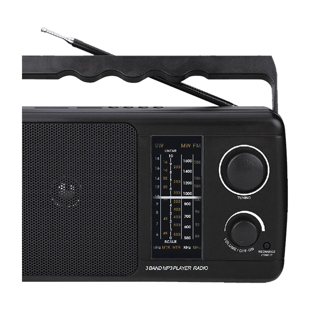 Sankey Radio Portátil | Sintonización FM | Mango Transportadora | Bluetooth | Negro