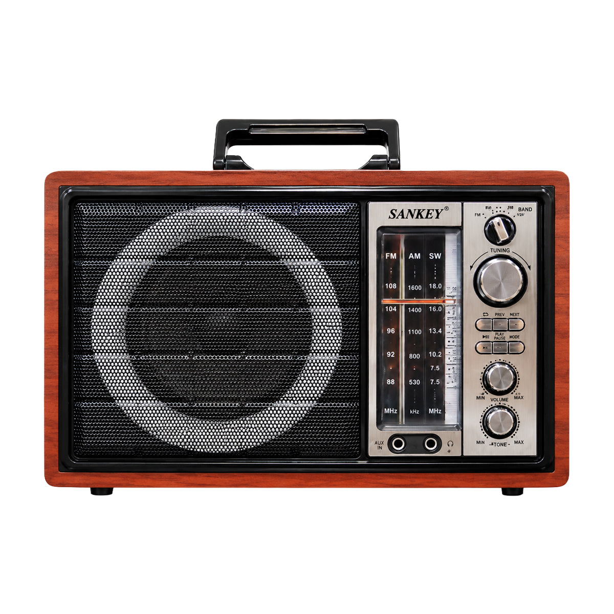 Sankey Radio Portátil | Sintonización FM | Asa Portable | Bluetooth | Chocolate
