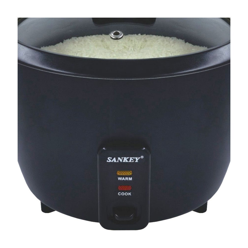 Sankey Olla Arrocera de 1.8L | Manijas Frescas al Tacto | Tapa de Vidrio | Interior Antiadherente | Negro