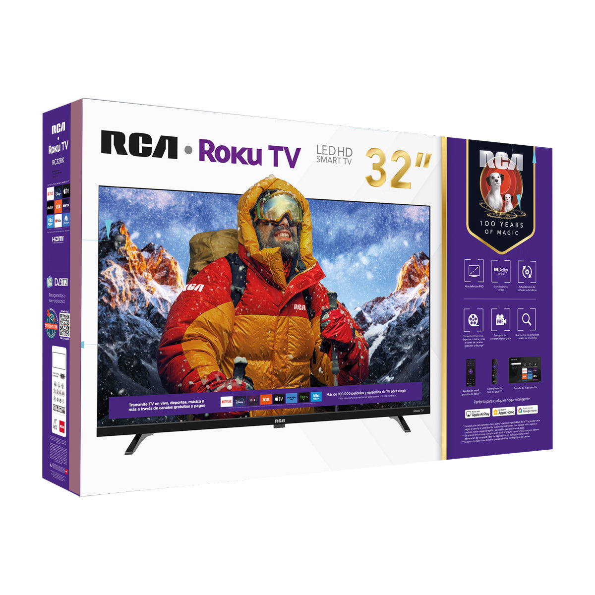 RCA Televisor LED HD Smart de 32" | Procesador ARM Cortex A35 Quad Core | Frameless Design | Dolby Audio | Roku TV