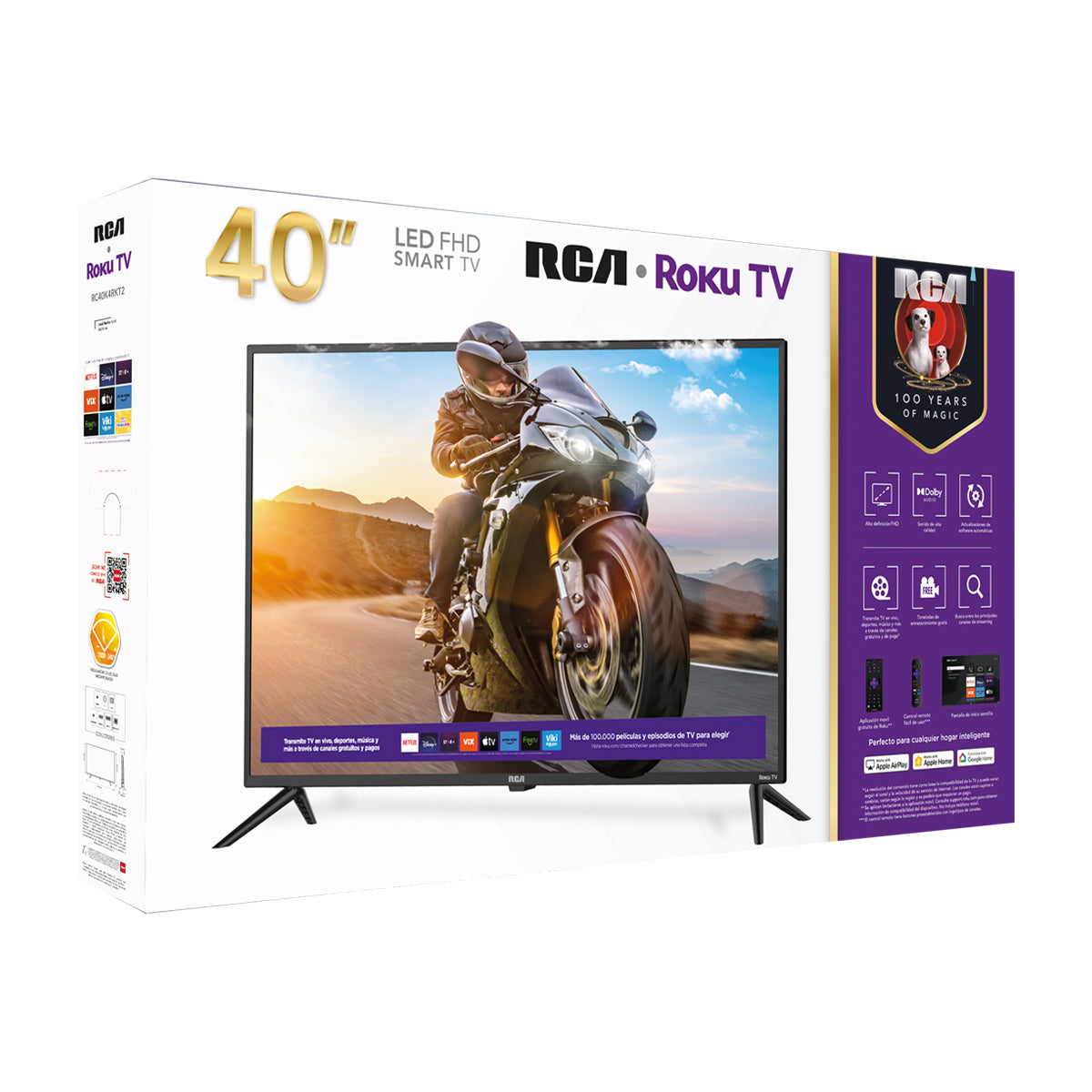 RCA Televisor LED Full HD Smart de 40" | Procesador ARM Cortex A35 Quad Core | Frameless Design | Dolby Audio | Roku TV