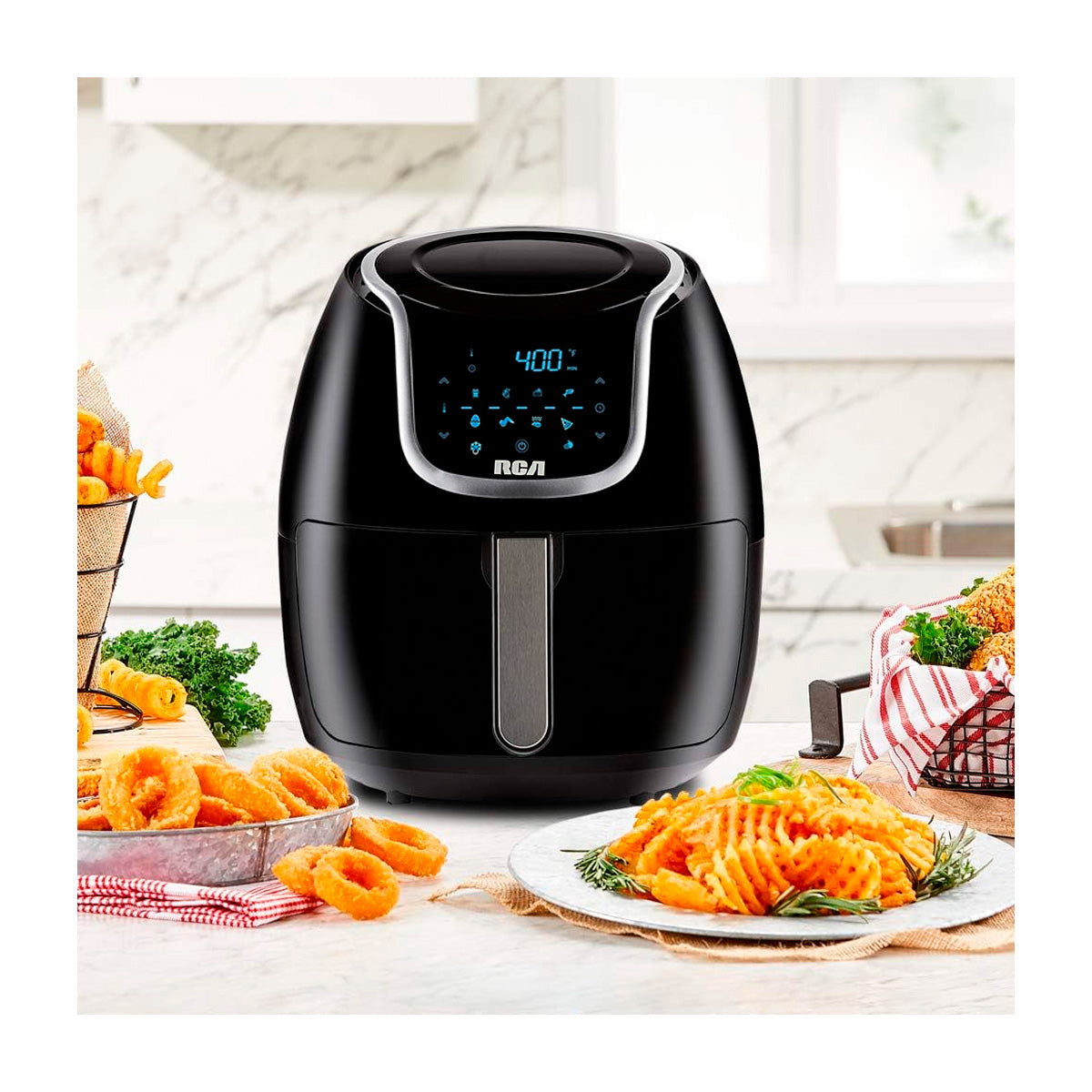 RCA Freidora de Aire Digital 6-en-1 | 3.5L | 10 Funciones | Control de Temperatura | Antiadherente | Negro