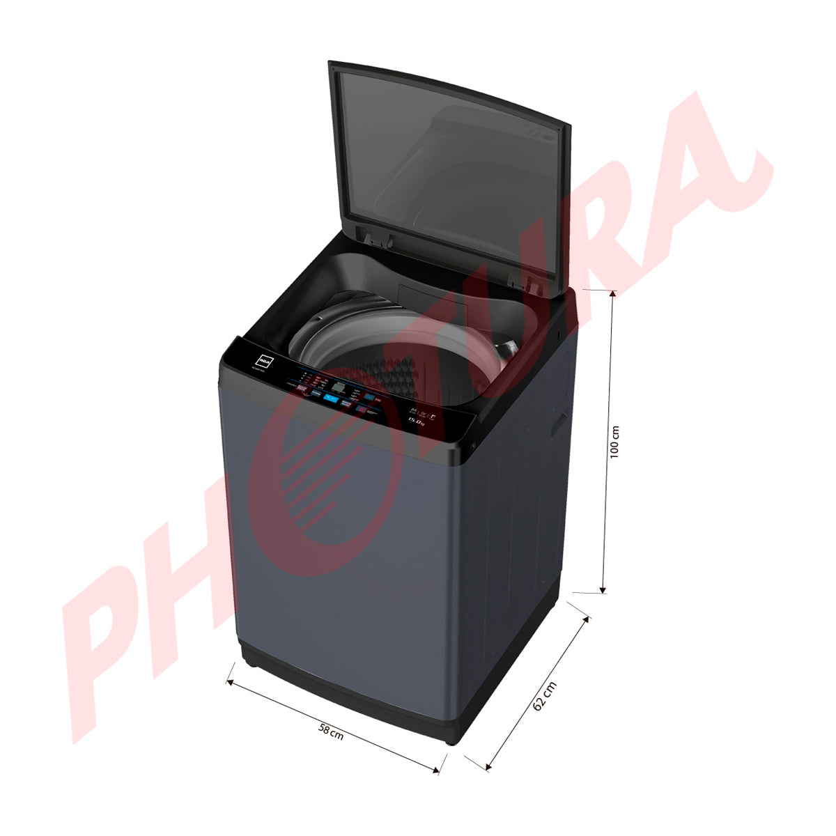 RCA Lavadora Automática de Carga Superior | Panel Digital | One Touch | Programable | Agitador | 15kg | Gris