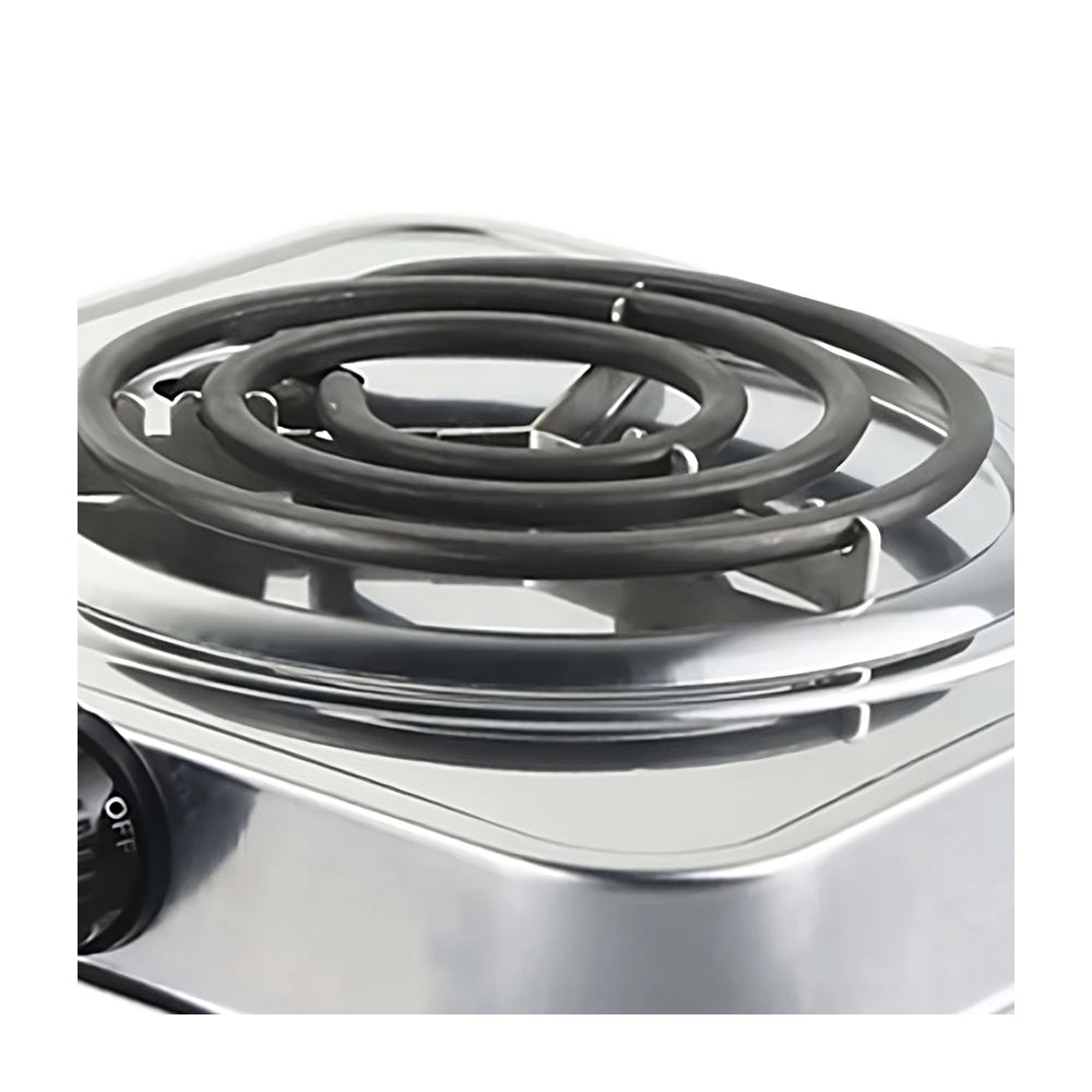 RCA Estufa de Mesa Eléctrica | 1 Quemador | Control de Temperatura | Acero Inoxidable | Plateado