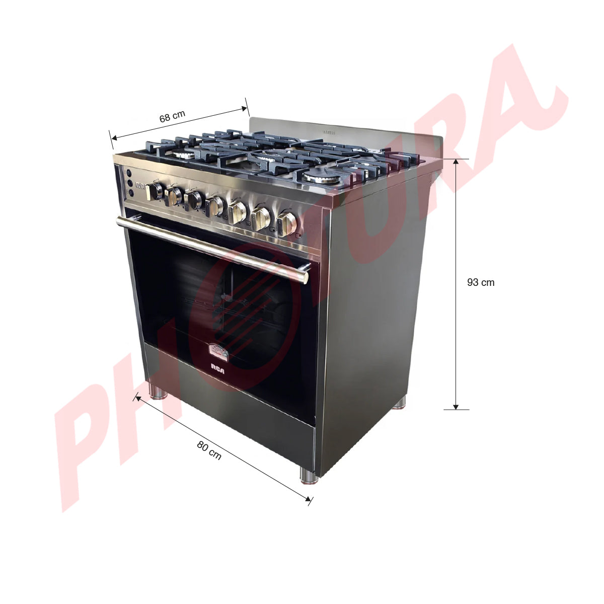 RCA Estufa Comercial a Gas de Acero Inoxidable | Rostizador | 31.5" | 5 Quemadores