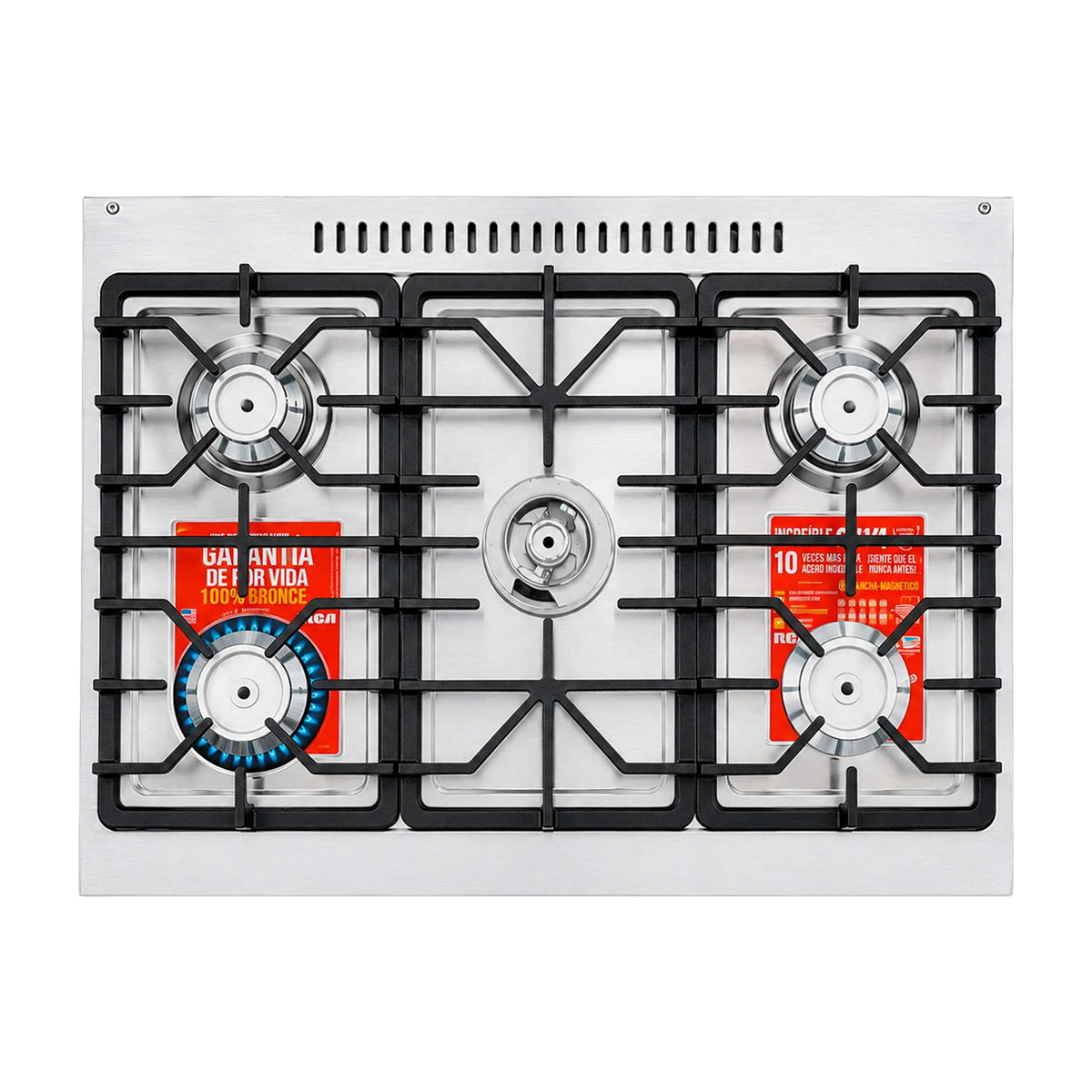 RCA Commercial Estufa a Gas de Acero Inoxidable | Gratinador | Enc. Eléctrico | 36" | 5 Quemadores