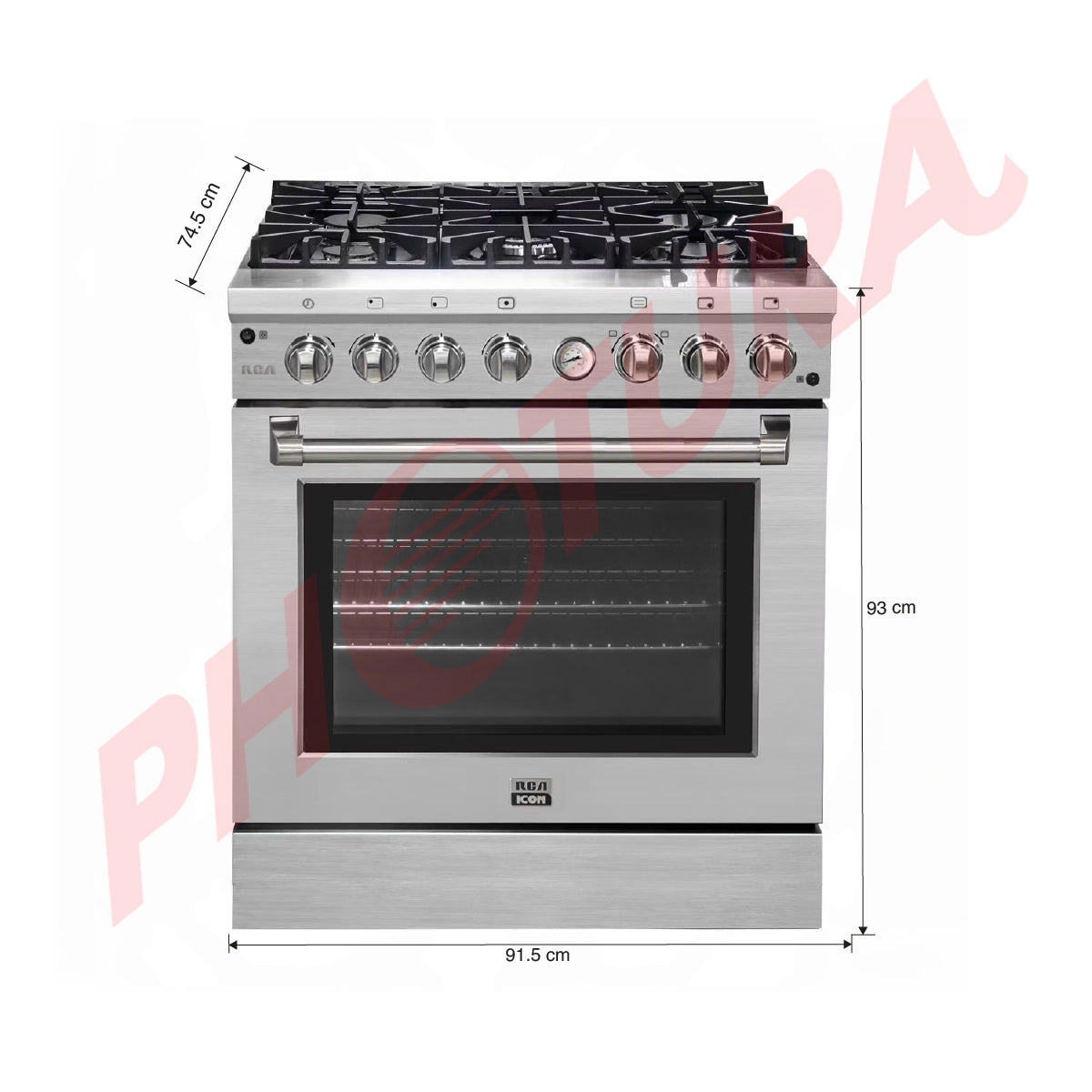 RCA ICON Estufa a Gas de Acero Inoxidable | Convección | Enc. Eléctrico | 36" | 5 Quemadores