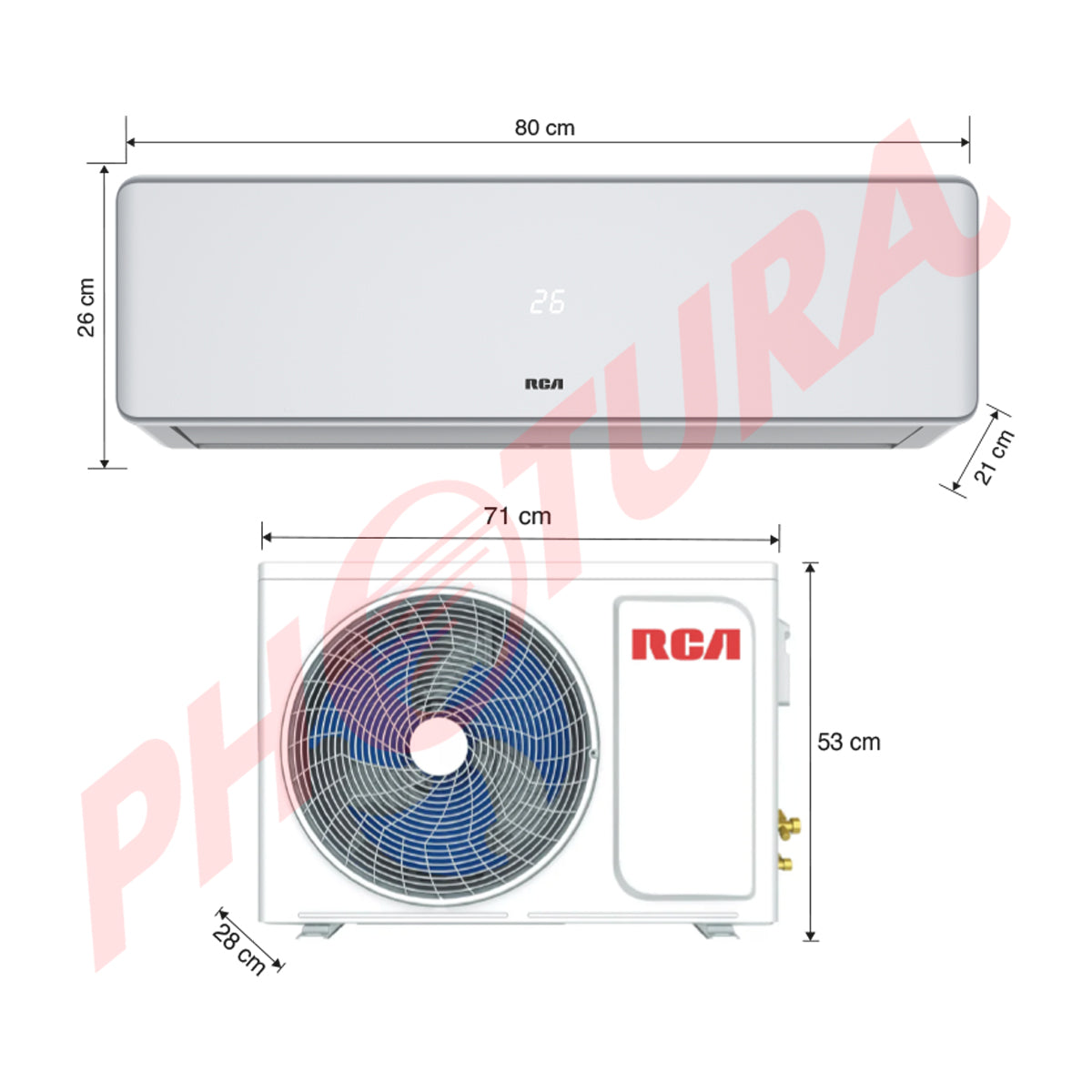 RCA Aire Acondicionado Split Inverter +Plus 12,000 BTU | SEER 21 | WiFi | Compatible con Google Assistant & Amazon Alexa | Función Health | Limpieza Automática | 220V | Gris