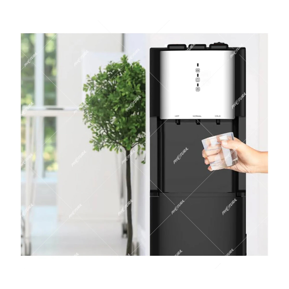 RCA Dispensador de Agua Fría/Caliente | Carga Inferior | Capacidad de 19L | Negro Gris