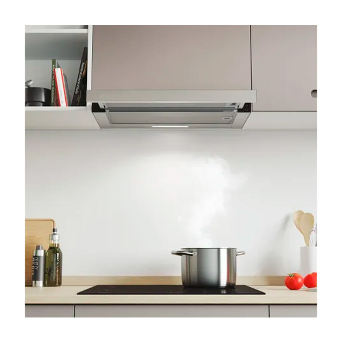 Drija Retráctil 60 Acero Extractor de Grasa Empotrable | Tipo Compacto | 2 Velocidades | 1 Filtro de Carbón | 2 Filtros de Aluminio | 270m3/H