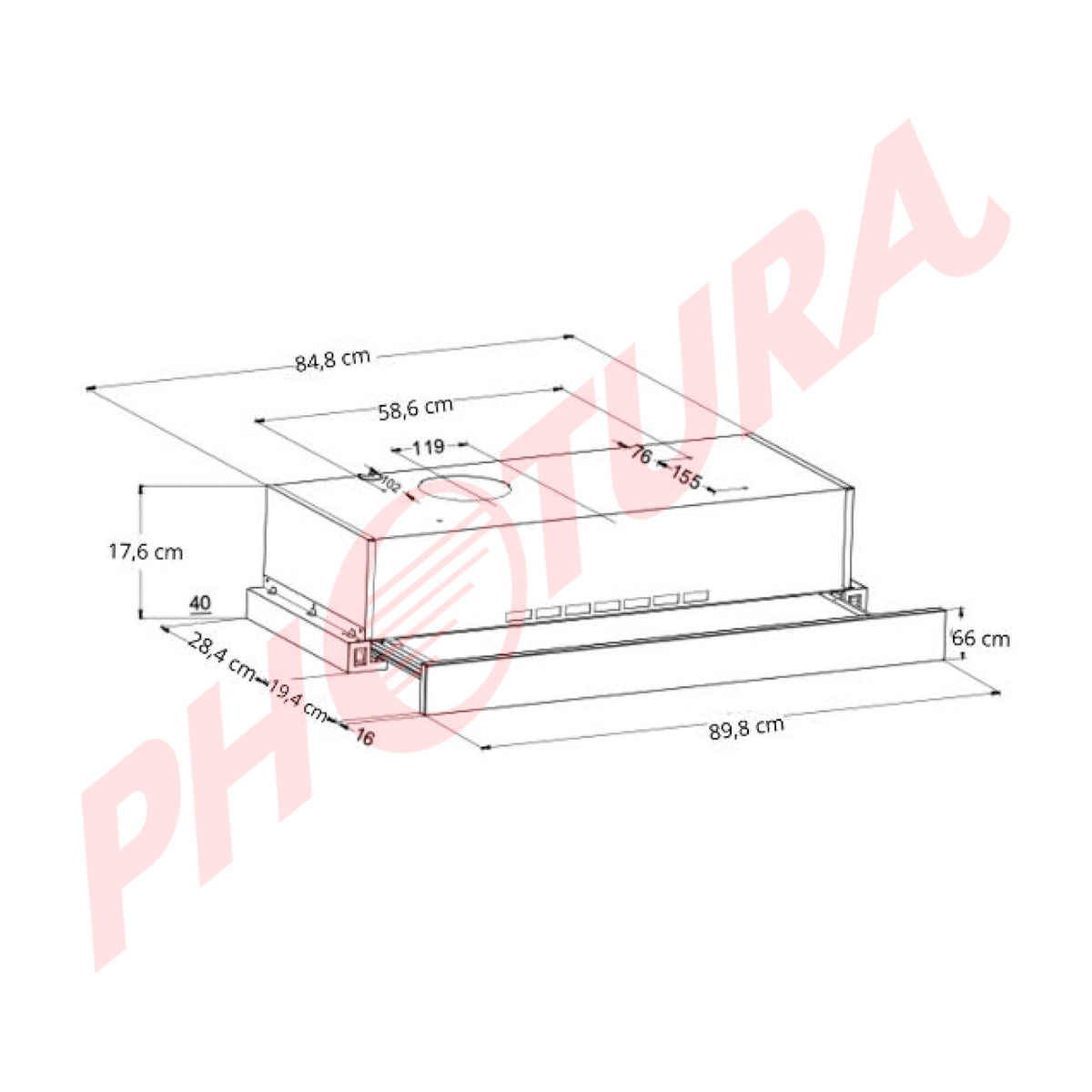 Drija Retráctil 90 Acero Extractor de Grasa Empotrable | Tipo Compacto | 2 Velocidades | 1 Filtro de Carbón | 2 Filtros de Aluminio | 270m3/H