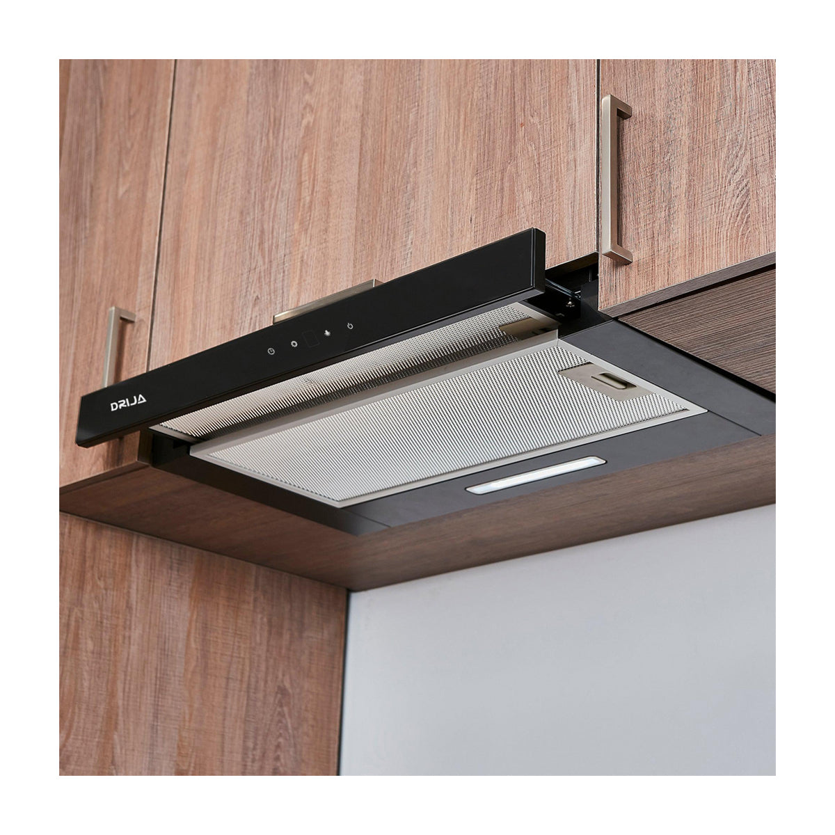 Drija Retráctil Touch 60 Black Extractor de Grasa Empotrable | Tipo Compacto | 3 Velocidades | 1 Filtro de Carbón | 2 Filtros de Aluminio | 270m3/H | Negro