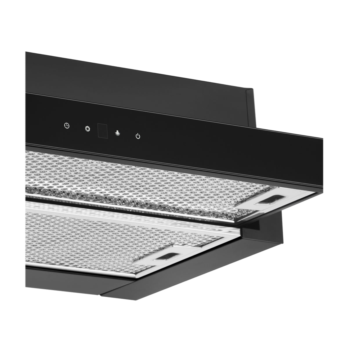 Drija Retráctil Touch 90 Black Extractor de Grasa Empotrable | Tipo Compacto | 3 Velocidades | 1 Filtro de Carbón | 2 Filtros de Aluminio | 270m3/H | Negro