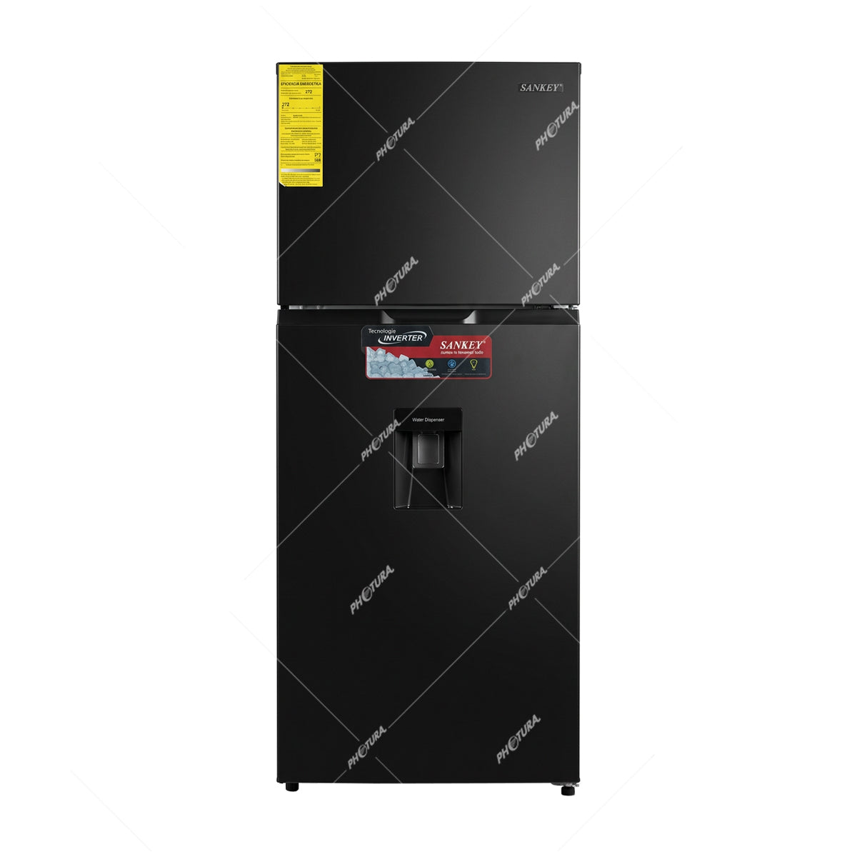 Sankey Refrigeradora Top Freezer Inverter | Enfriamiento Supremo | Descongelación Automática | Dispensador de Agua | 15.75p3 | Negro