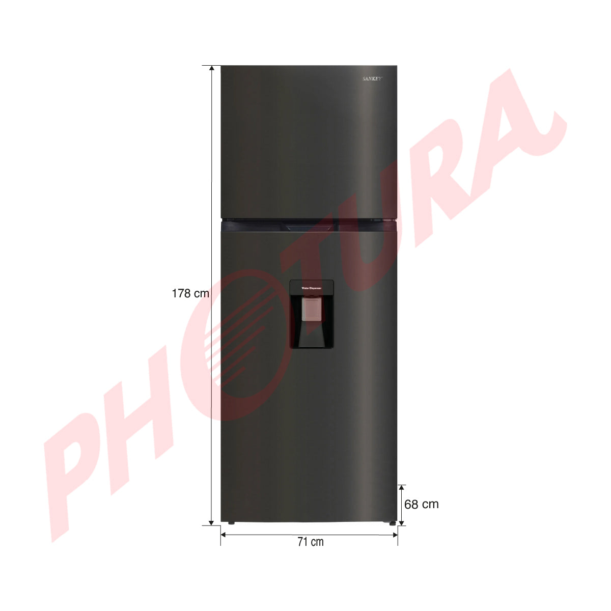 Sankey Refrigeradora Top Freezer Inverter | Enfriamiento Supremo | Descongelación Automática | Dispensador de Agua | 15.75p3 | Negro