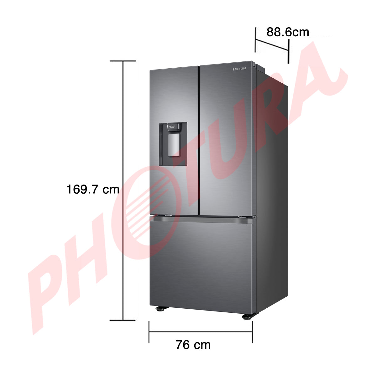Samsung Refrigeradora French Door Digital Inverter de 3 Puertas | All-Around Cooling | SpaceMax | Dispensador de Agua | 22p3