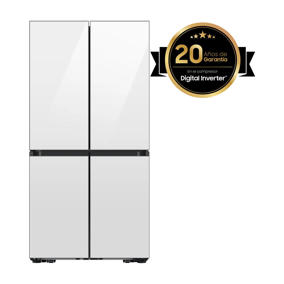 Samsung BESPOKE Refrigeradora Cross Door de 4 Puertas Inverter | Metal Cooling | Triple Cooling | Dual Ice Maker | Beverage Center | 19.63p3 | Clean White