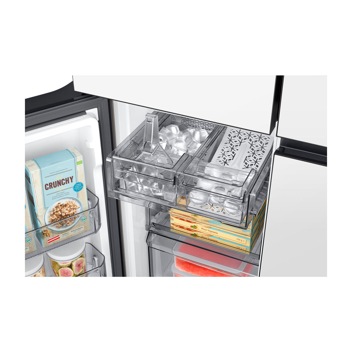 Samsung BESPOKE Refrigeradora Cross Door de 4 Puertas Inverter | Metal Cooling | Triple Cooling | Dual Ice Maker | Beverage Center | 19.63p3 | Clean White