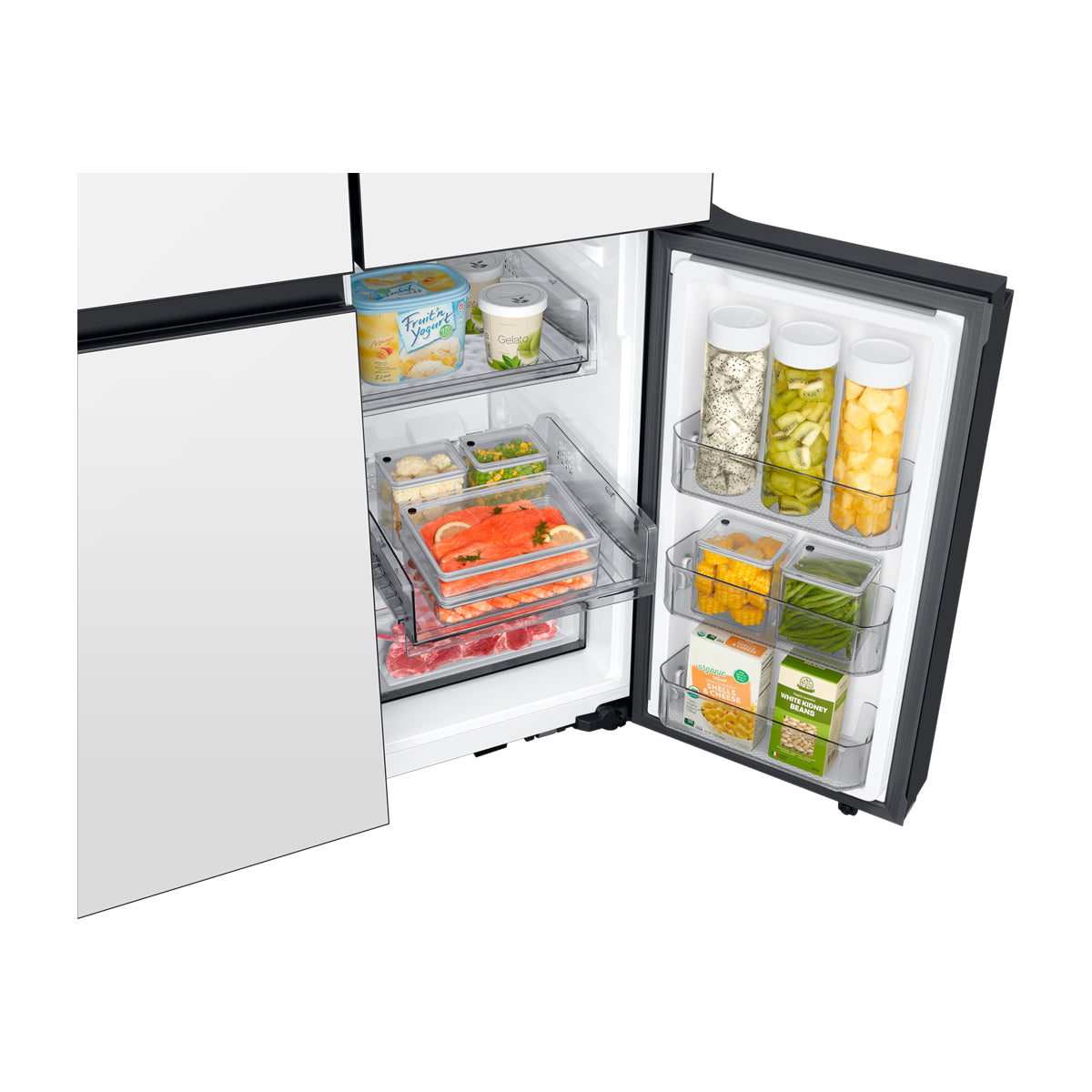 Samsung BESPOKE Refrigeradora Cross Door de 4 Puertas Inverter | Metal Cooling | Triple Cooling | Dual Ice Maker | Beverage Center | 19.63p3 | Clean White