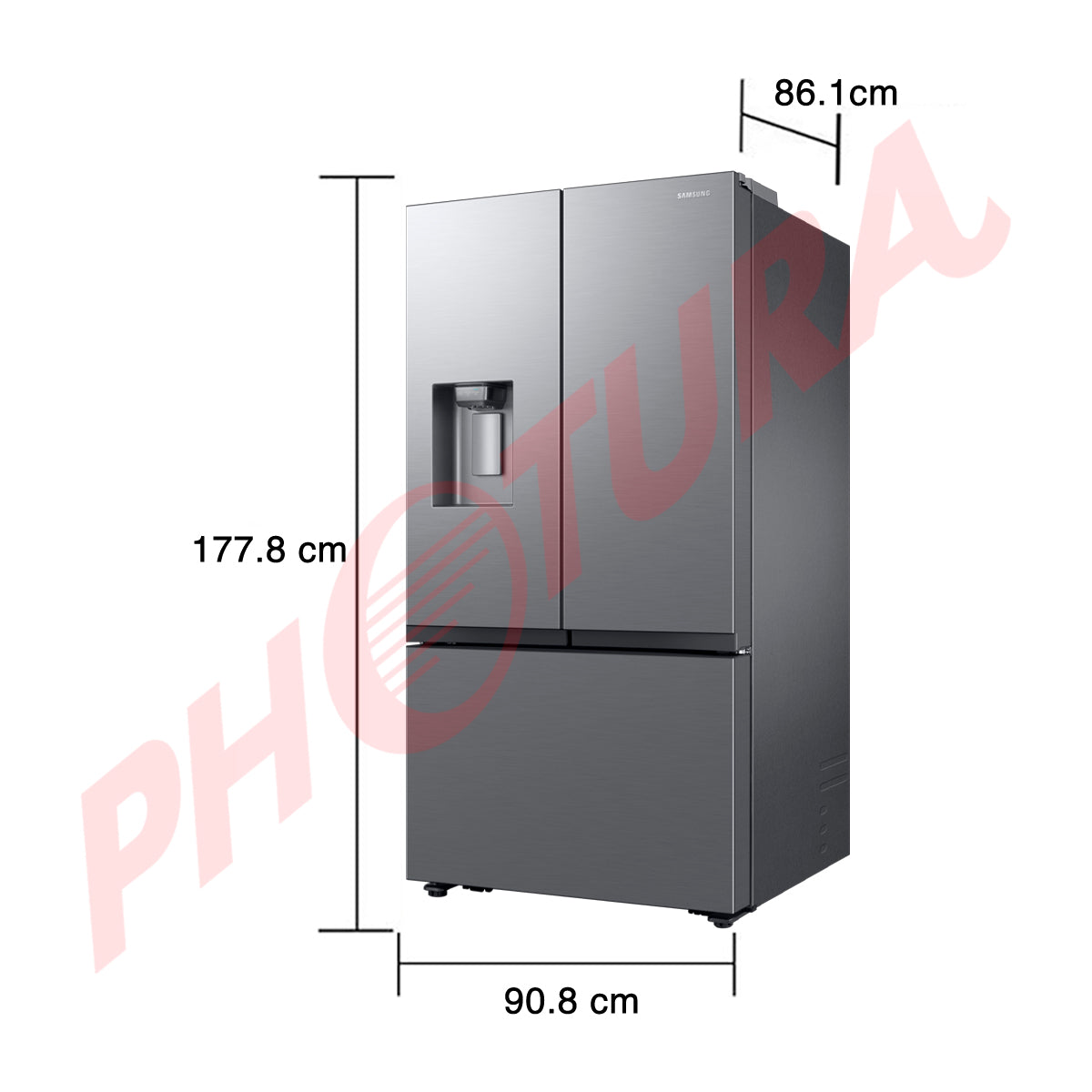 Samsung Refrigeradora French Door Digital Inverter de 3 Puertas | Metal Cooling | SpaceMax | Dual Ice Maker | Dispensador de Agua y Hielo | 30.97p3
