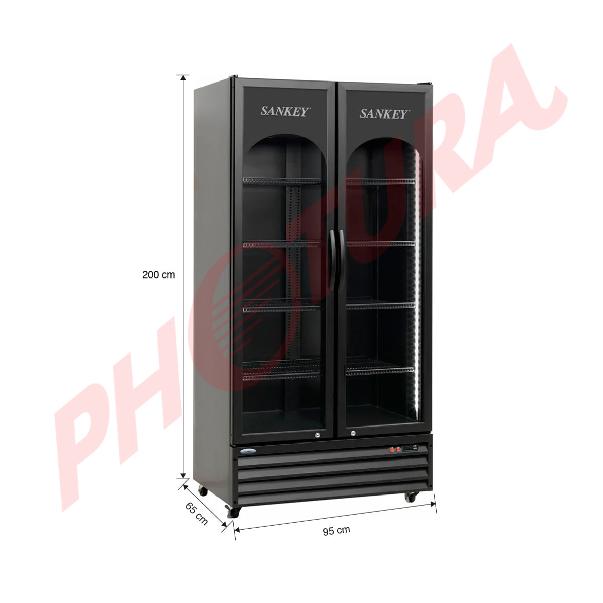 Sankey Vitrina Comercial de 2 Puertas | Cierre Automático | Seguridad con Llave | 16.88p3