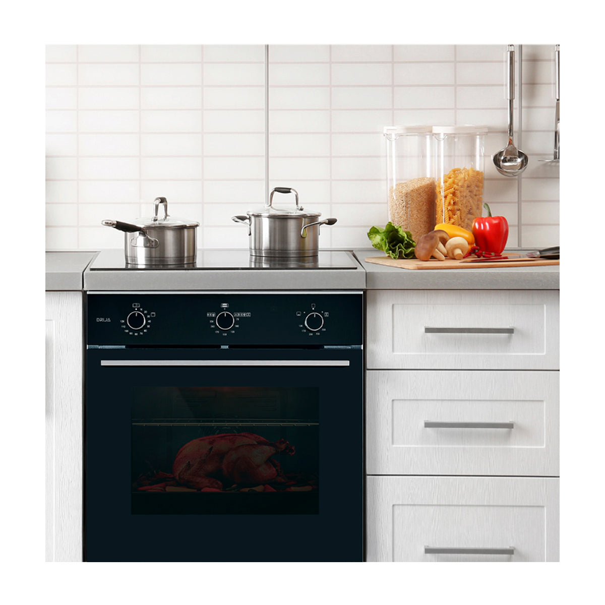 Drija Roma 76 Gas Grill Horno Multifuncional Empotrable a Gas | Puerta de Triple Vidrio | 250°C