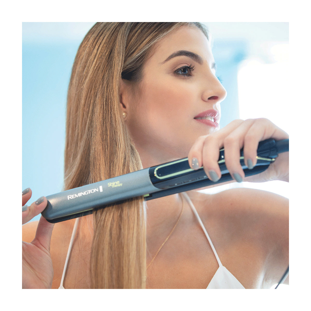 Remington Shine Therapy Plancha Alisadora para el Cabello de Cerámica | Aguacate y Macadamia | 1" | Verde