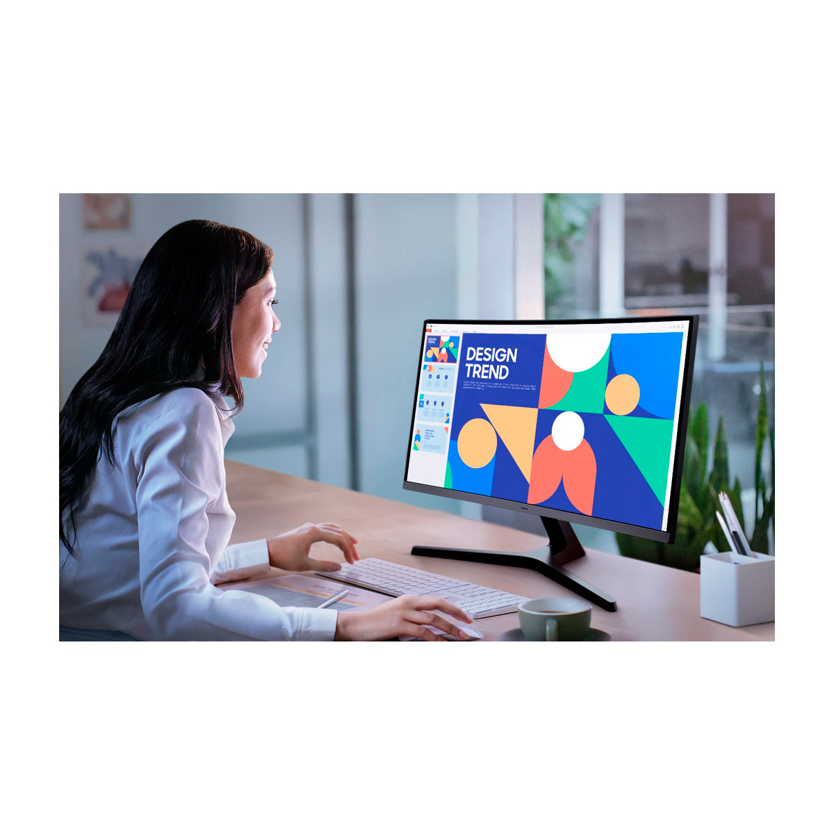 Samsung Essential S39GD Monitor Curvo VA LED Full HD de 32" | Flicker Free | Game Mode | Contrast Ratio