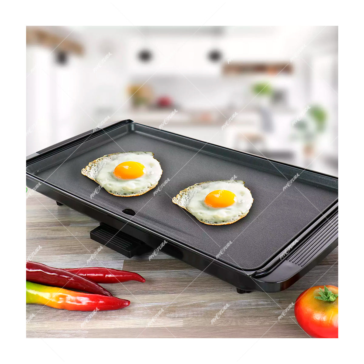 Sankey Parrilla Eléctrica | Fácil limpieza | Antiadherente | Antideslizante | 1350 W | Negro