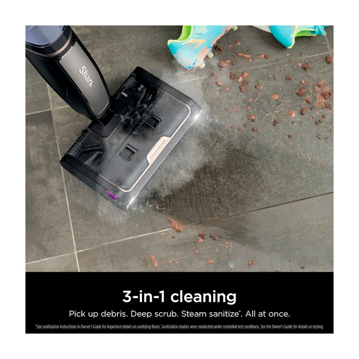 Shark Steam Pickup Trapeador a Vapor 3-en-1 | Aspira | Limpia | Desinfecta | Brushroll | Negro