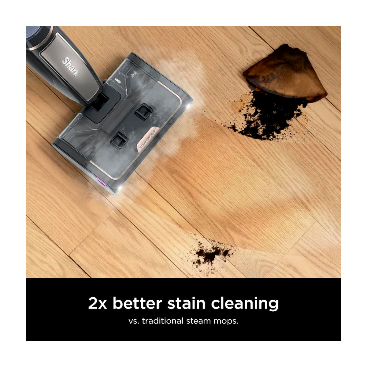 Shark Steam Pickup Trapeador a Vapor 3-en-1 | Aspira | Limpia | Desinfecta | Brushroll | Negro