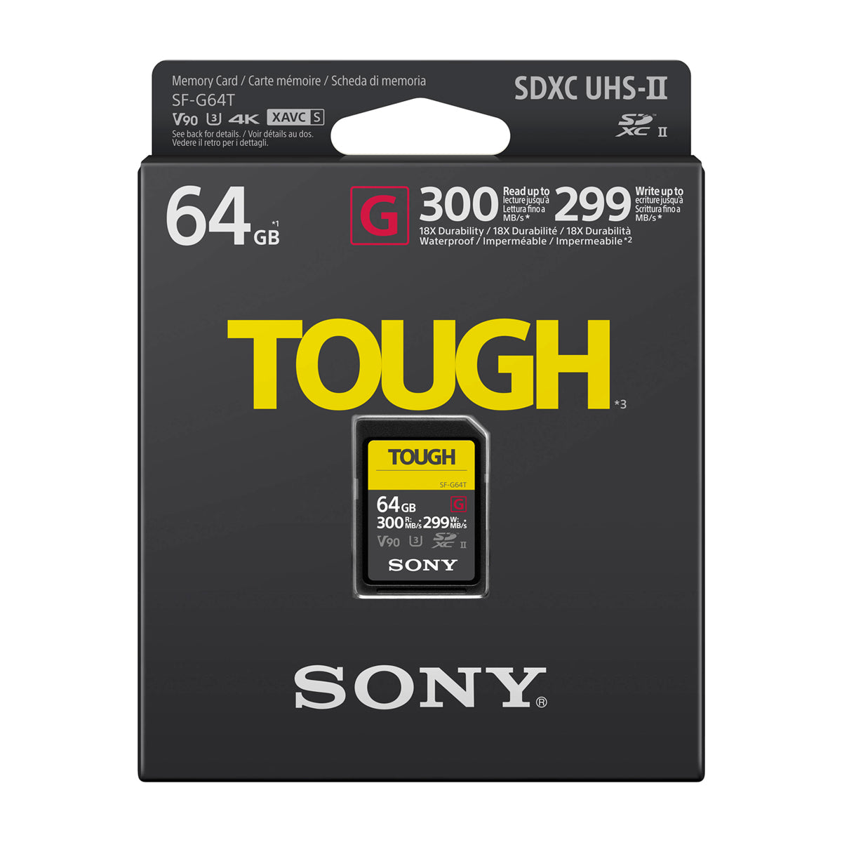 Sony TOUGH SF-G Memoria SDXC de 64GB | UHS-II | V90 | U3 | Clase 10 | 300Mb/s