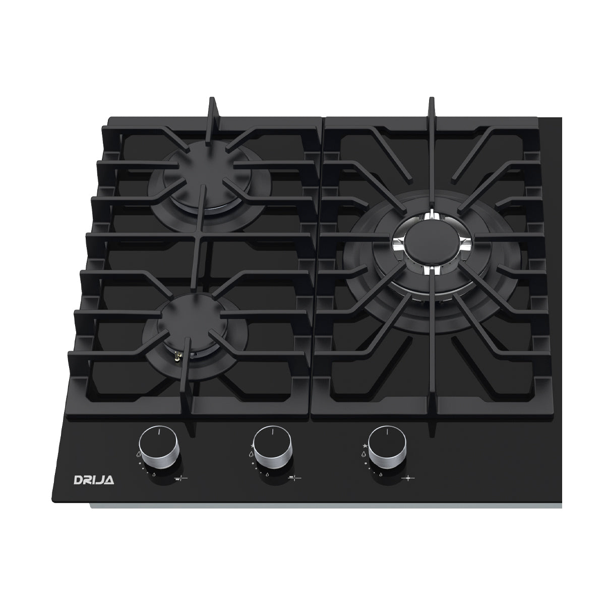 Drija Sicilia Touch 76 Estufa Empotrable Dual (a Gas y Eléctrica) de Vidrio Templado | 5 Quemadores | Bloqueo de Seguridad