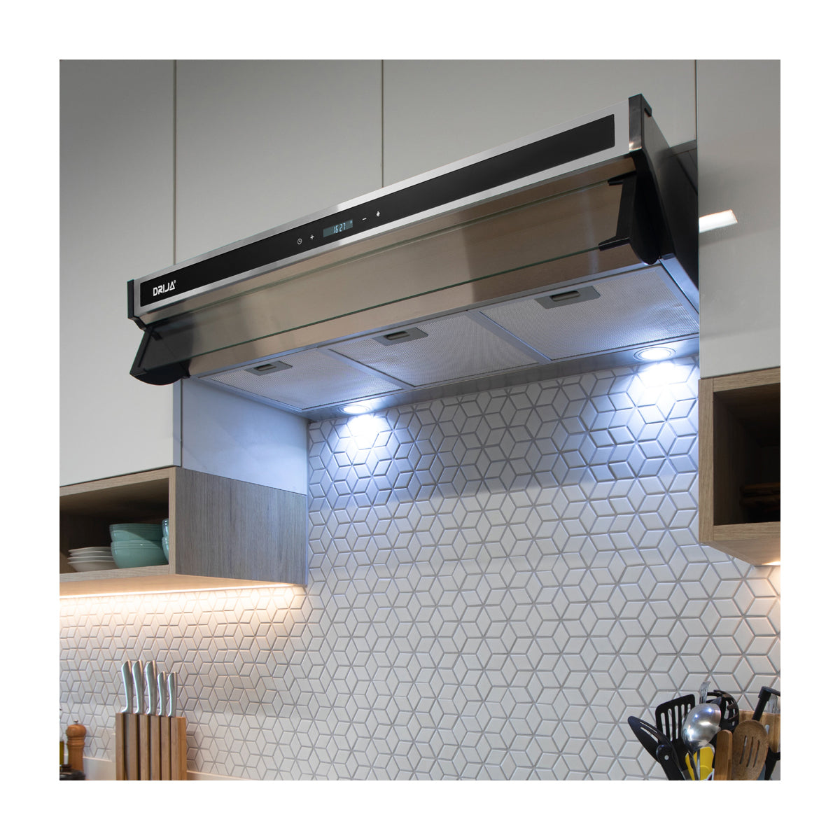 Drija Slim Touch 90 Extractor de Grasa | Tipo Compacto | 3 Velocidades | Panel Táctil | 1 Filtro de Carbón | 3 Filtros de Aluminio | 230m3/H | Acero