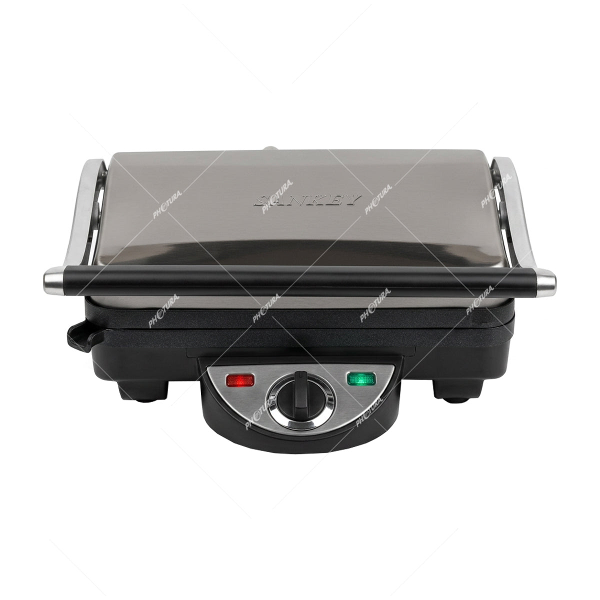 Sankey Sandwichera Panini Grill | Tapa Flotante Ajustable | 1500W | Negro Plateado