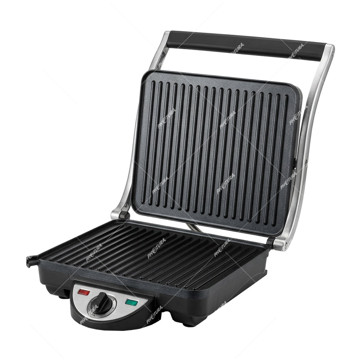 Sankey Sandwichera Panini Grill | Tapa Flotante Ajustable | 1500W | Negro Plateado