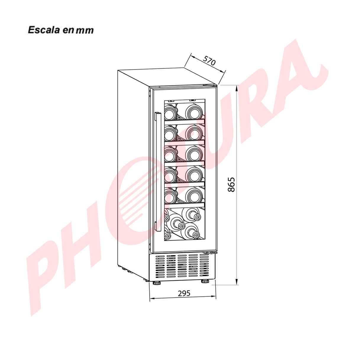 Drija Syrah 20 Vinera Empotrable de Compresor de 20 Botellas | Rejillas de Madera Deslizables