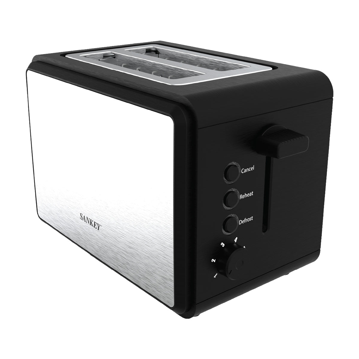 Sankey Tostadora de 2 Rebanadas | Base Antideslizante | Negro Plateado
