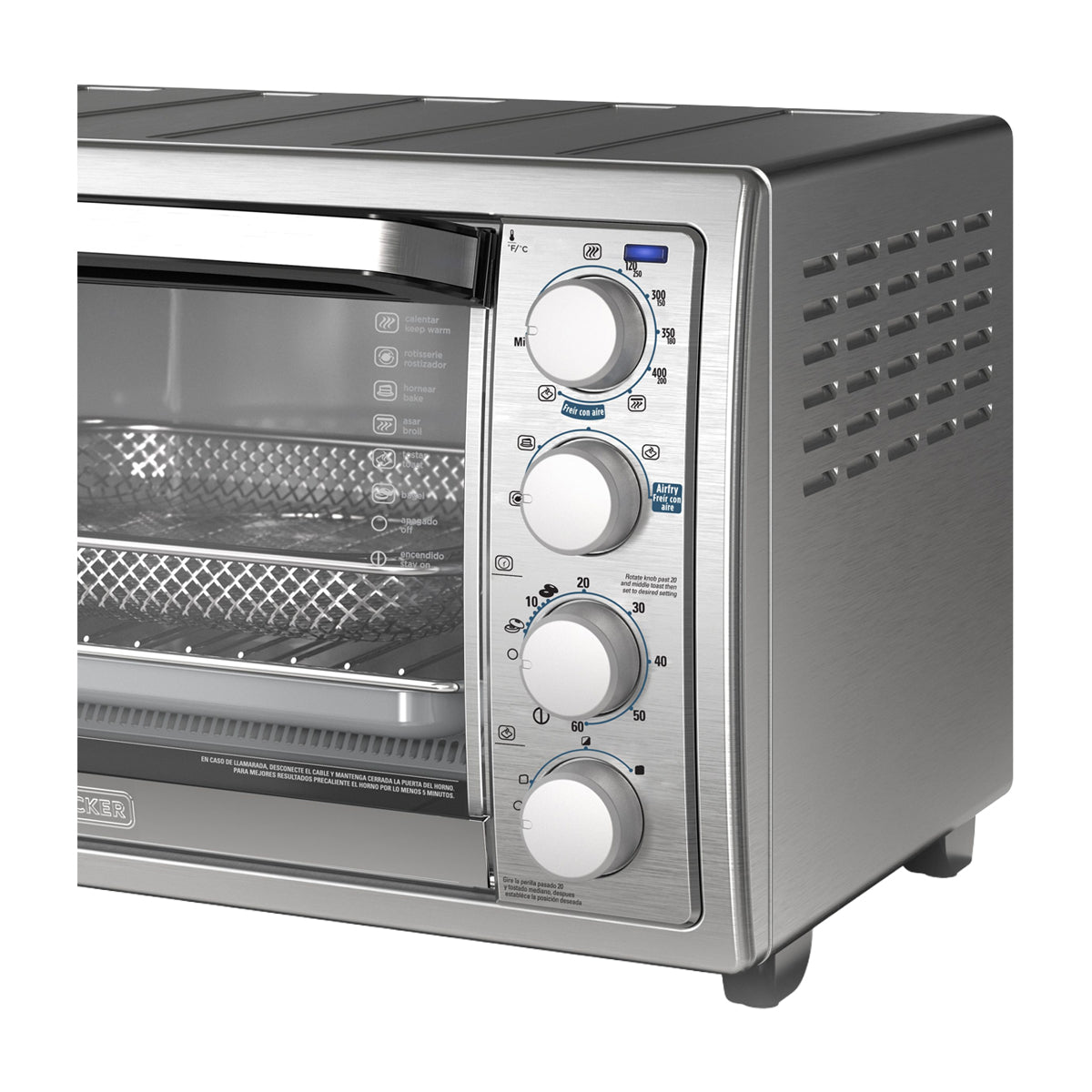 Black & Decker Horno Eléctrico con Freidora de Aire | Tostador | Rostizar | Convección | Acero Inoxidable | Plateado