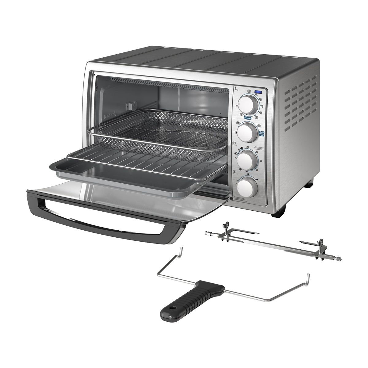Black & Decker Horno Eléctrico con Freidora de Aire | Tostador | Rostizar | Convección | Acero Inoxidable | Plateado