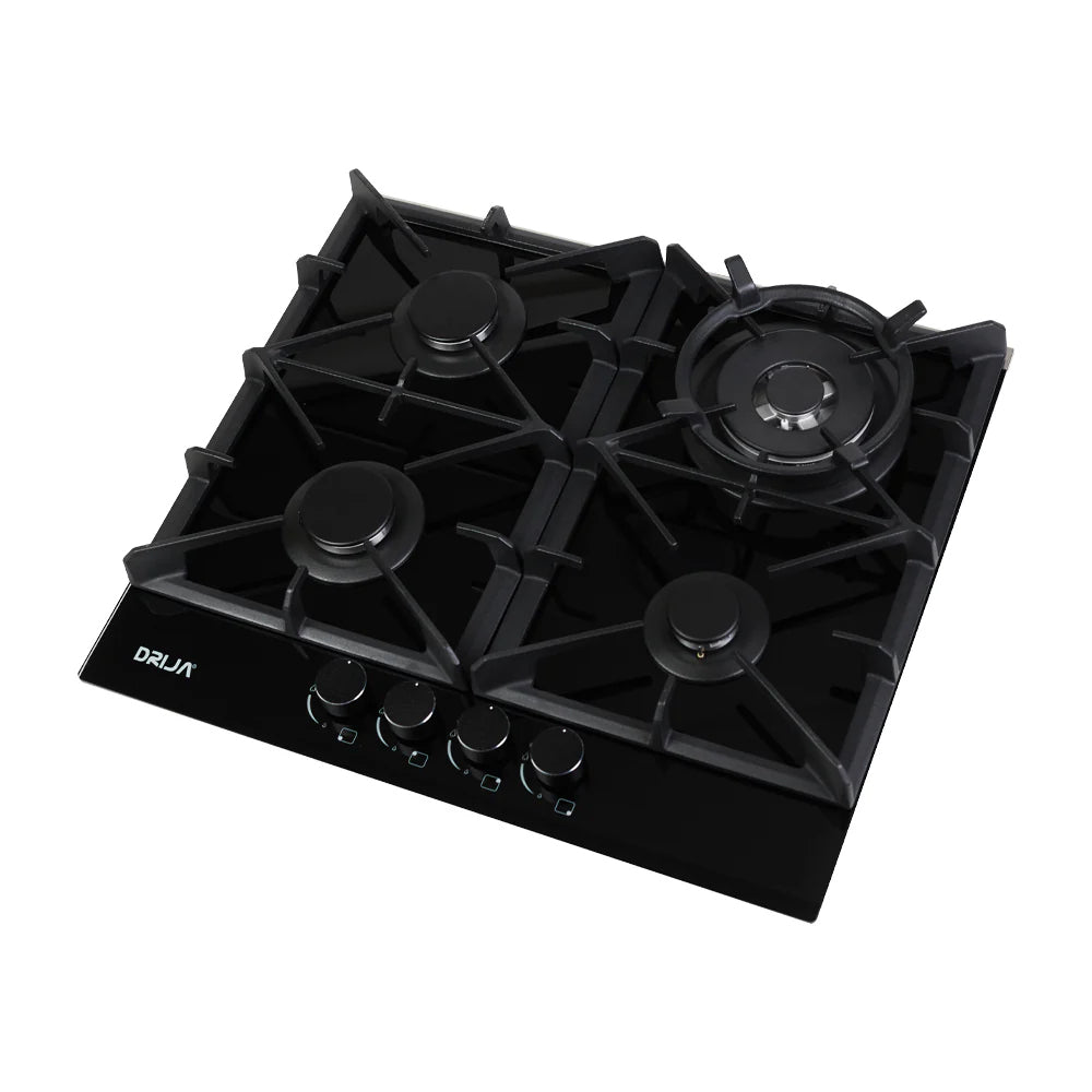 Drija Toscana 60 Pro Estufa Empotrable a Gas de Vidrio Templado | 4 Quemadores | 4 Válvulas de Seguridad