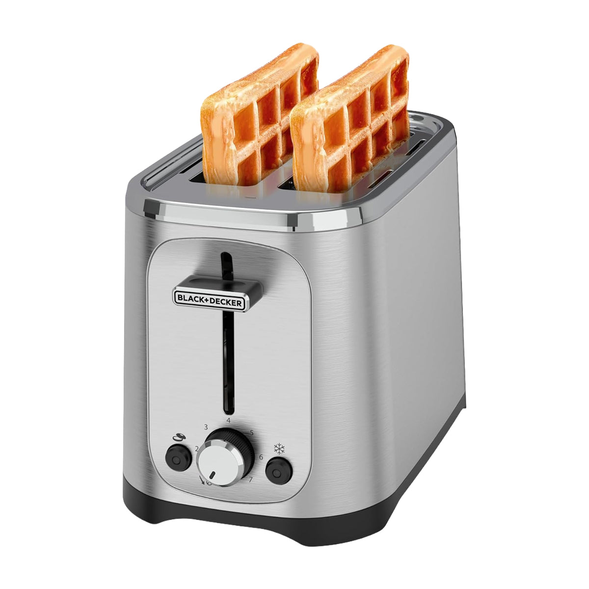 Black & Decker Tostadora de 2 Rebanadas | 7 Niveles de Tostado | Ranuras Anchas | Acero